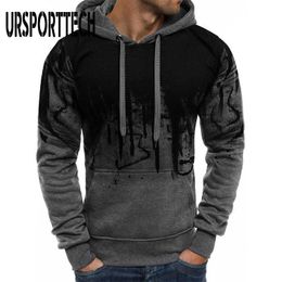 Otoño invierno hombres salpicados tinta impresión casual sudaderas con capucha de manga larga sudadera con capucha ropa deportiva masculina chándal con capucha 210528