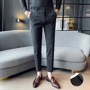 Automne hiver hommes costume pantalon formel affaires robe pantalon bureau social mariage pantalon Streetwear pantalon décontracté noir gris 210527