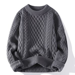 Automne hiver hommes pull Vintage O cou couleur unie hommes pulls tricotés en vrac Harajuku hommes rétro tricot pull pulls 240125