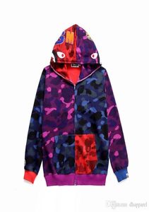 Autumn Winter Men Women Casual Red Purple Camo Splice Hoodies 2018 Herfst Winter Nieuwe Men039S Loose Casual Hooded Jacket9097754