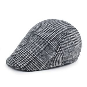 Bérets en laine à motif écossais pour hommes et femmes, chapeau en langue de canard, bonnet de Protection des oreilles, vente en gros, automne et hiver