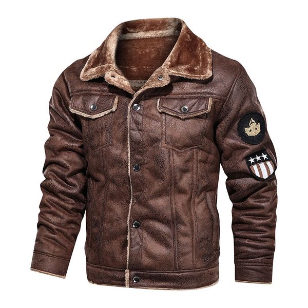 Automne hiver hommes laine vestes et manteaux Style rétro daim veste hommes moto veste fourrure doublé chaud manteau velours pardessus