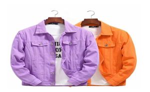 Automne Hiver Men039s Vestes denim Purple Orange Casual Coats Fashion Men Femmes Couple Jean Jacket High Street Ourwear Taille 5445958