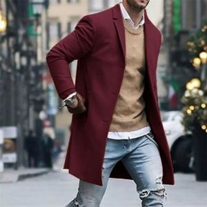 Herfst winter heren jas man man overjas casual solide slanke lagen lange katoen jas streetwear 220818