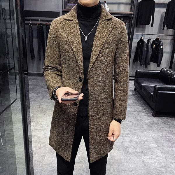 Otoño invierno para hombre de negocios coreanos chaqueta larga delgada chaqueta rompevientos ocasional hombres gabardina abrigo de moda 4XL 5XL 240118