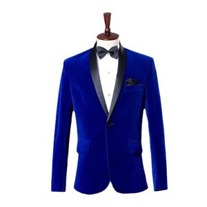 Automne Hiver Hommes Velours Costume Couleur Unie À Manches Longues Veste Party Chanteur Marié Hôte Performance Robe Formelle Velours Blazer Grand et Grand