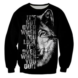 Otoño/invierno nueva sudadera con capucha con estampado de lobo Animal 3D suéter holgado para hombres europeos y americanos