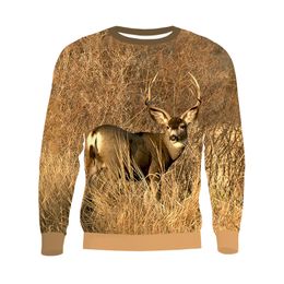 Otoño/Invierno nueva sudadera con capucha con estampado de ciervos de caza en 3D suéter suelto para hombres europeos y americanos 001