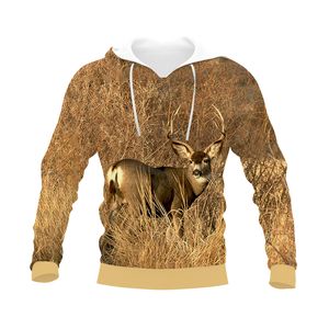 Otoño/Invierno Nueva Sudadera con capucha con estampado de ciervos de caza en 3D Sudadera con capucha holgada para hombres europeos y americanos 001