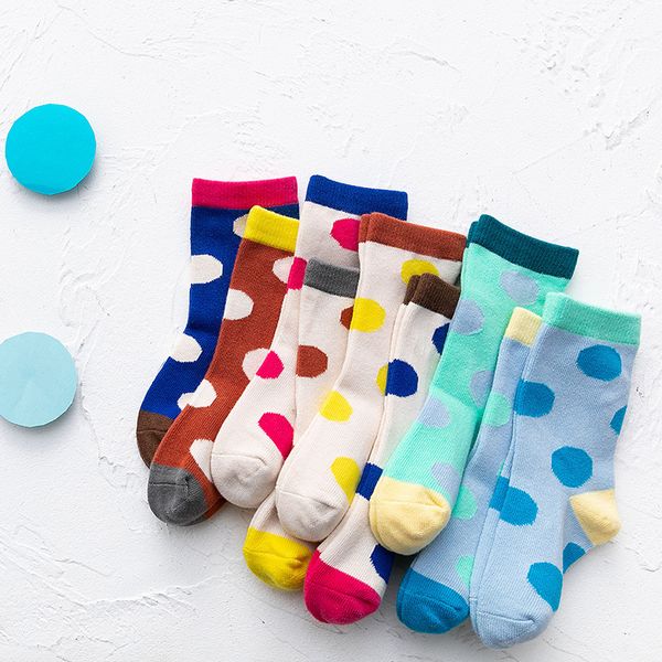 Automne hiver nouveau bébé chaussettes en tricot enfants à pois chaussette à tricoter garçons filles points chaussettes école chaussette 3/4 genou chaussettes hautes S805