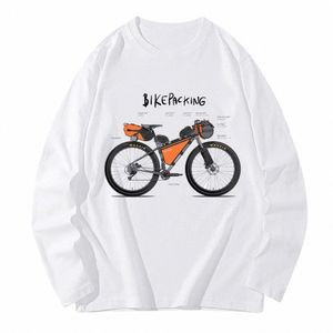 Automne Hiver Nouveau Bikepacking Vélo Lg Manches T-shirts Hommes O-Cou Tops Haute Qualité Vélo Design T-shirt Vêtements u1HN #