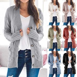 Herfst/Winter Nieuwe Cardigan Sweater Vrouwen V-hals Single-breasted lange mouw gebreide shirt jas