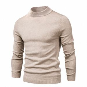 Automne/hiver nouveau décontracté hommes couleur unie pulls demi col roulé tricots Fi marque décontracté vêtements pour hommes b2Q3 #
