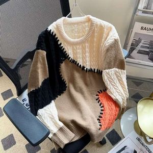 Herfst Winter New Tide Merk Ing Contrasterende trui met lange mouwen Y2K Street Retro Fashion Truien voor mannen en vrouwen