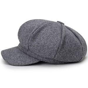 Automne hiver gavroche casquettes hommes femmes chaud laine solide octogonal chapeau pour hommes détective chapeaux rétro bonnets casquettes plates chapeau