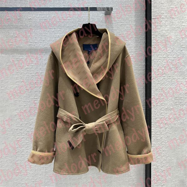 Trench-coat en laine pour femme, parka chaude, coupe-vent d'extérieur, mélange de laine, coupe-vent à capuche, automne et hiver