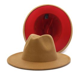 Herfst winter panama panama vilt hoed vrouwen vrouwen brede rand fedora hoeden Panama trilby cap trend gokker hoed cadeau