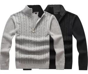 Autumn Winter Patch Polo Men039s Sweater Sweater Plevers Stand Collar Slim Sweaters Male Solid Color Sweaters3606370