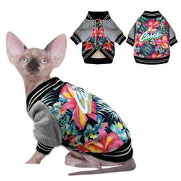 Outono inverno roupas de gato de estimação engrossar algodão quente filhote de cachorro gato casaco jaquetas trajes impressos roupas para gatos pequenos cães sphynx 2301c