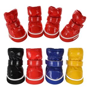 Automne hiver chaussures pour chiens de compagnie pour petits chiens bottes de neige en cuir chaud pour chiot imperméable Chihuahua carlin chat chaussons produits 240228