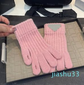 Herfst Winter Roze Gebreide Wanten Zachte Warme Retro Driehoek Mentale Handschoenen