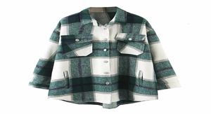 Autumn Winter Plaid Oversize Jackets Losse causale checker Streetwear jas dames mode kleding patchwork zakken lagen SL6101440