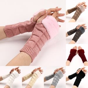 Automne hiver Plaid étudiants écrire garder au chaud coréen tricot dame Fingerless Protection main gants femmes Guantes