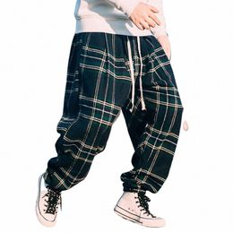 Automne Hiver Plus Taille Épais Sarouel Pour Hommes Vêtements Style Chinois Pantalon De Survêtement À Carreaux Oversize Joggers Hip Hop Pantalon h8aZ #