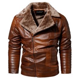 Automne hiver vestes en cuir PU manteau polaire veste de moto épaississement chaud vêtements d'extérieur pardessus hommes hauts mince grande taille 2xl 3xl 4xl