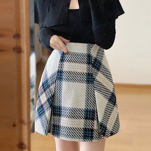 Jupes d'hiver d'automne Jupe Jupe Harajuku faldas mujer moda 2024 taille haute contraste mince couleurs plaid mini jupe