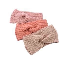 Herfst winter effen haak breien wol vrouwen hoofdband weven kruis handgemaakte diy haarbanden warme zoete meisje haaraccessoires AA220323