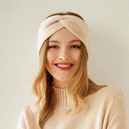 Automne hiver solide tricot cachemire femmes bandeau tissage croix doux chaud bandes de cheveux fille accessoires de haute qualité