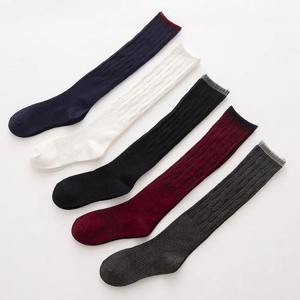 Bas d'automne et d'hiver, chaussettes longues en coton pour fille, garde au chaud et à poils coréens, collège vent ZZ