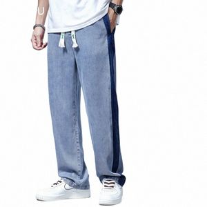 Automne Hiver Streetwear Baggy Jeans Hommes 100% Lyocell Tissu Fi Droite Pantalon Large Mâle Épais Pantalon Coréen Plus Taille 5XL u0GT #
