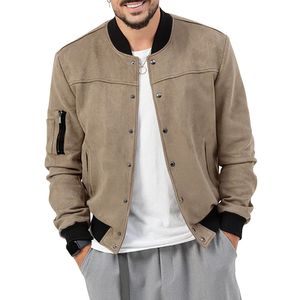 Automne Hiver Daim Col Montant Vestes Pour Hommes Cardigan Veste À Glissière Sport Hommes Angleterre Veste D'extérieur Slim Sweats À Capuche Manteaux De Rue Hommes Coupe-Vent Taille S-3XL