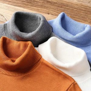 Herfst winter trui mannen effen kleur mock nek warme gebreide trui streetwear cashmere truien mannen truien stretch soft y0907