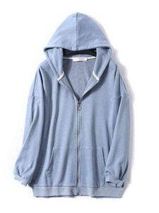 Herfst winter sweatshirts voor vrouwen plus size mode mode losse capuchon lange mouw zipper hoodies vrouwelijke kleding hoody l220706