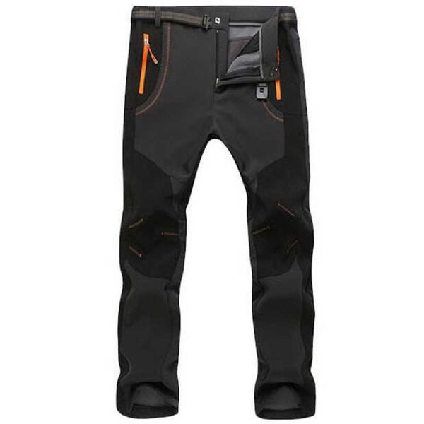 Otoño Invierno grueso polar pantalones hombres al aire libre cálido impermeable a prueba de viento transpirable Soft Shell pantalones deportes senderismo Cargo pantalones 210930