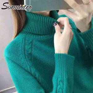 Herfst winter dikke warme koreaanse stijl turtleneck gebreide trui vrouwen lange mouwen jumper trui vrouwelijke knitwear 210421