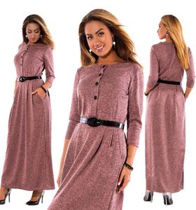 Automne hiver épais femme chaude 039s plus taille l6xl robe longue manche solide chaude femme039 mode élégante robe longue occasionnelle 2584849