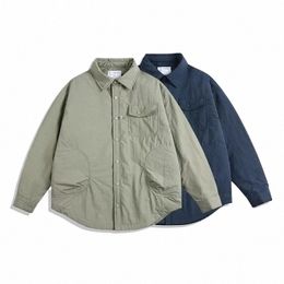 Otoño Invierno Espesar Acolchado Cott Camisa impermeable Hombres sueltos Casual LG Manga al aire libre Cálido Camisas de carga Abrigo Chaqueta masculina i0YX #