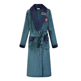 Herbst Winter Verdicken Robe Männer Kimono Bademantel Kleid Nachthemd Warme Flanell Männliche Nachtwäsche Intime Dessous Plus Größe Homewear 240109