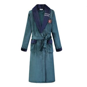 Herfst Winter Dikker Gewaad Mannen Kimono Badjas Gown Nachtjapon Warm Flanel Mannelijke Nachtkleding Intieme Lingerie Plus Size Homewear 240109