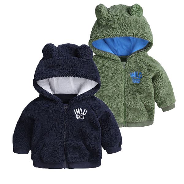 Automne hiver épaissi bébé pull manteau agneau velours mignon oreilles de chat en peluche bébé veste manteau de noël chaud vêtements d'extérieur à capuche 2640