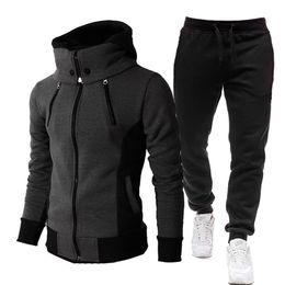 Automne Winter Tracksuit Men Suit Casual High Callor Hoodie Pant Pants sportifs mâles Male Shirts Sweatshirts Sweats Two Piece 220815