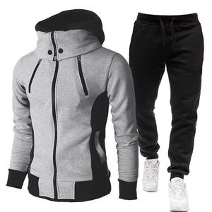 Herfst Winter Trainingspak Mannen Pakken Casual Hoodies Warm Zip up Sweatshirts Tweedelige Sets Jas + Broek Mannelijke Outfit plus Size S-4XL 220215