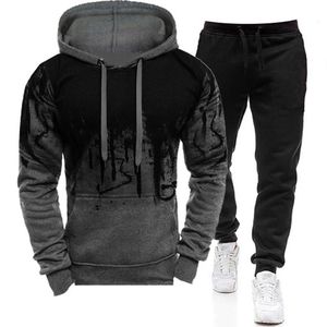 Automne Hiver Tending Tracksuit Men Camouflage Sweat à capuche Pant 2 pièces Sports Sports 3D Costumes de jogging encre