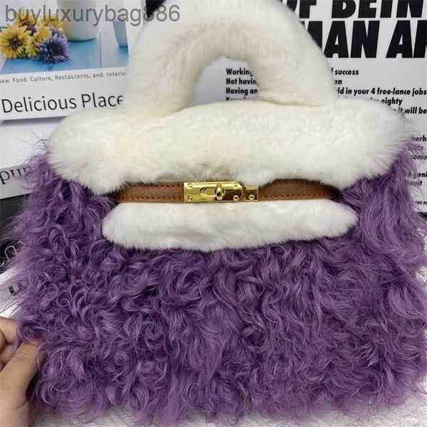 Automne hiver à la mode chaud réel Rex cheveux de lapin et mouton cheveux bouclés automne et hiver haute beauté sac à bandoulière portable 3D sac français YFYXF