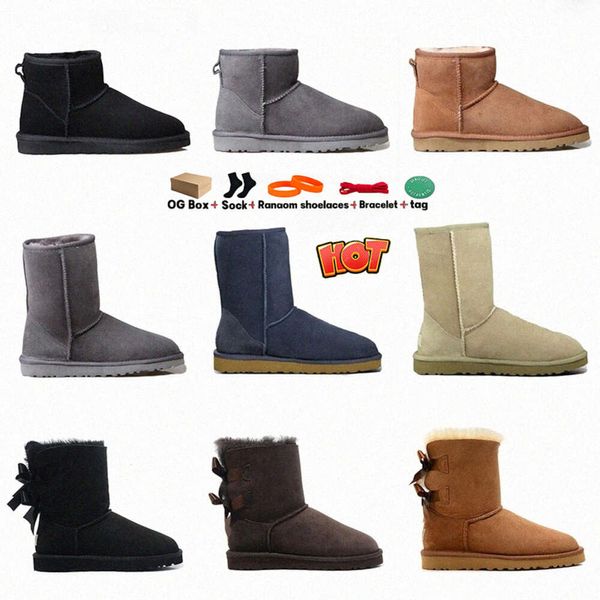 Otoño Invierno Botas Uggliss Diseñador Tasman Tazz Zapatillas Botas de nieve cálidas Para mujer Medio tobillo Piel completa Fluffy Furry Satin Mini Australia Bota