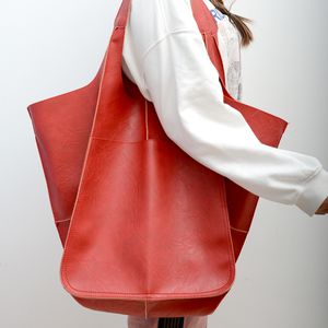 Herfst/Winter Vintage Tote bag - Simplistische grote tas in zacht leer, hoge capaciteit Single Shoulder Tote, uitgelicht in tijdschriften, Designer Style